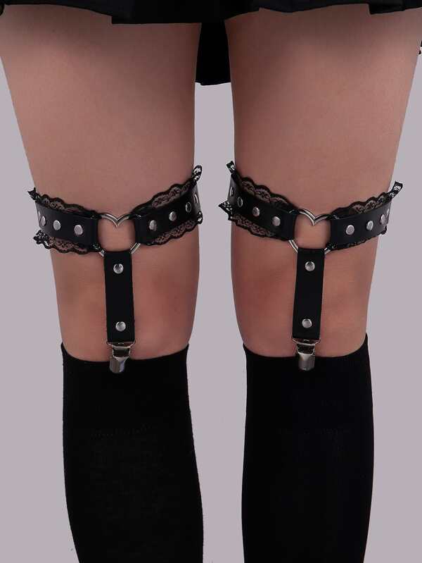 2pcs Lace Decor Garter Belt