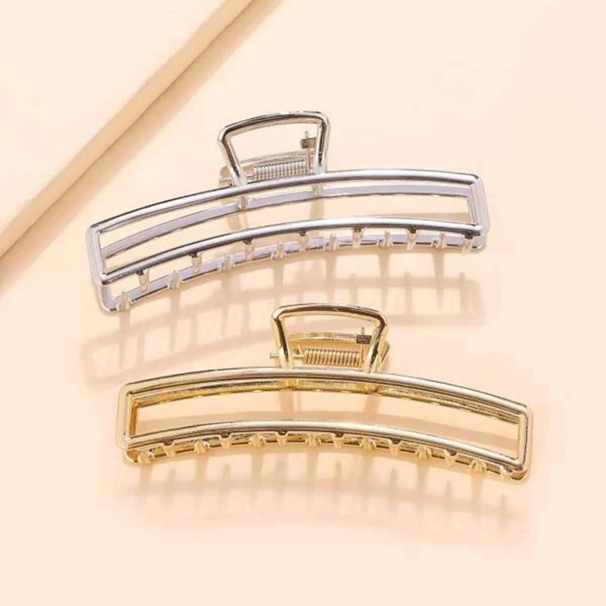 

2pcs Minimalist Hair Claw, Silver