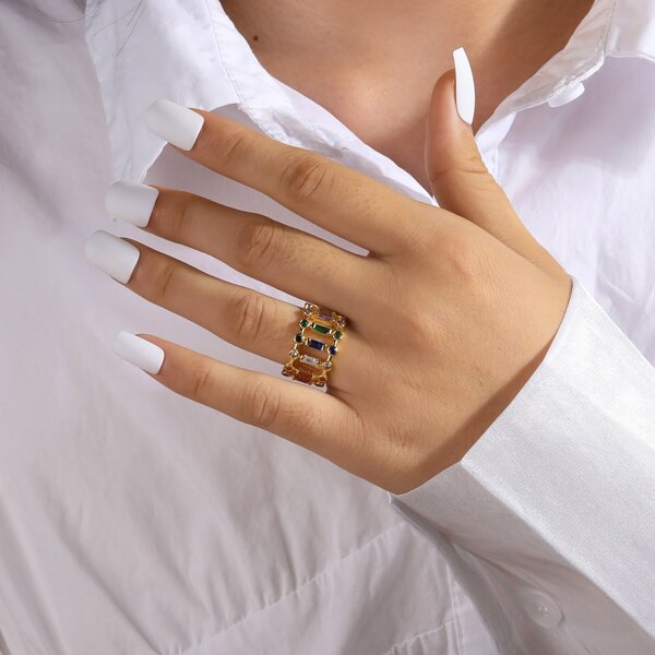 

Zircon Decor Ring, Gold