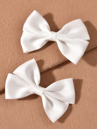 2pcs Bow Decor Hair Clip For Daily Use For Girls Hairstyles Casual Cute Valentine's Day Valentines Claw Clips Hair Claws Hair Barrettes, School Stuff, Hair Accerssories
