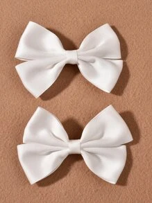 2 chiếc kẹp tóc nơ trang trí dùng hàng ngày cho bé gái, kiểu tóc thường ngày dễ thương, kẹp tóc hình càng cua, kẹp tóc cài đầu, đồ dùng học tập, phụ kiện tóc, phụ kiện đội đầu, phụ kiện tóc cho nữ, ghim cài tóc - trắng - Xem 2