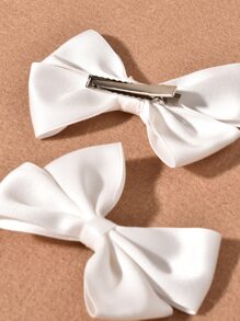 2 chiếc kẹp tóc nơ trang trí dùng hàng ngày cho bé gái, kiểu tóc thường ngày dễ thương, kẹp tóc hình càng cua, kẹp tóc cài đầu, đồ dùng học tập, phụ kiện tóc, phụ kiện đội đầu, phụ kiện tóc cho nữ, ghim cài tóc - trắng - Xem 4