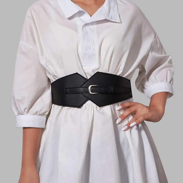 

Metal Buckle Corset Belt, Black