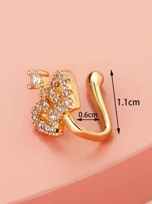 1 Kẹp Mũi Thời Trang Đơn Giản & Đa Năng Với Thiết Kế Đính Đá Zirconia, Vương Miện, Trái Tim, Mặt Trăng & Hoa Thích Hợp Cho Cả Nam Và Nữ Đeo Trong Cuộc Sống Hàng Ngày - Vàng - Xem 4