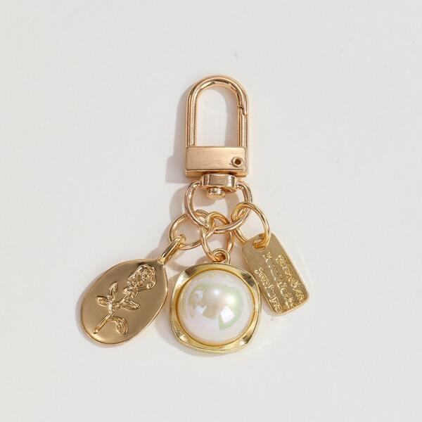 

Faux Pearl Decor Bag Charm, Gold