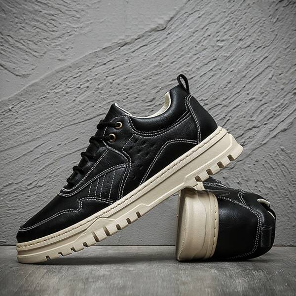 

Men Minimalist Lace Up Front Dress Shoes, Black