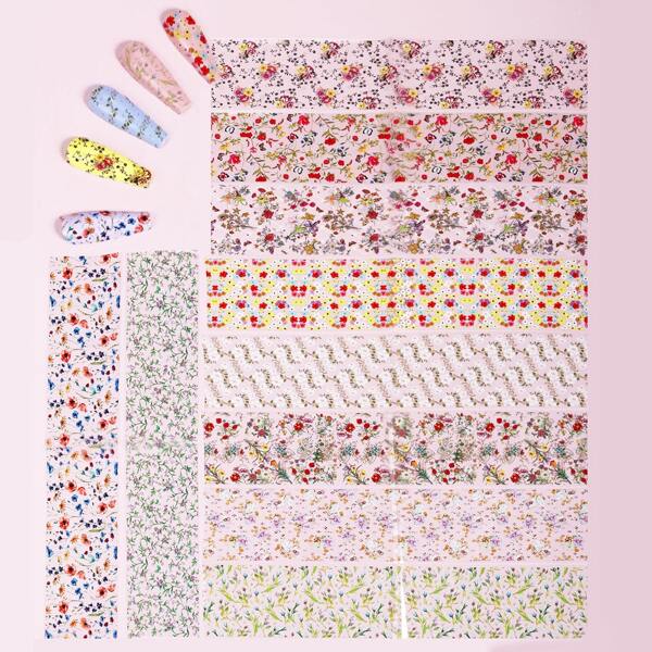 

10sheets Flower Pattern Nail Art Sticker, Multicolor