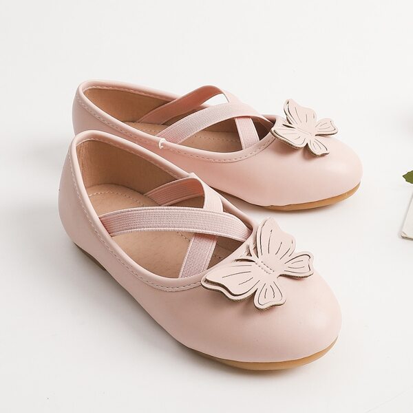 

Girls Butterfly Decor Mary Jane Flats, Pink