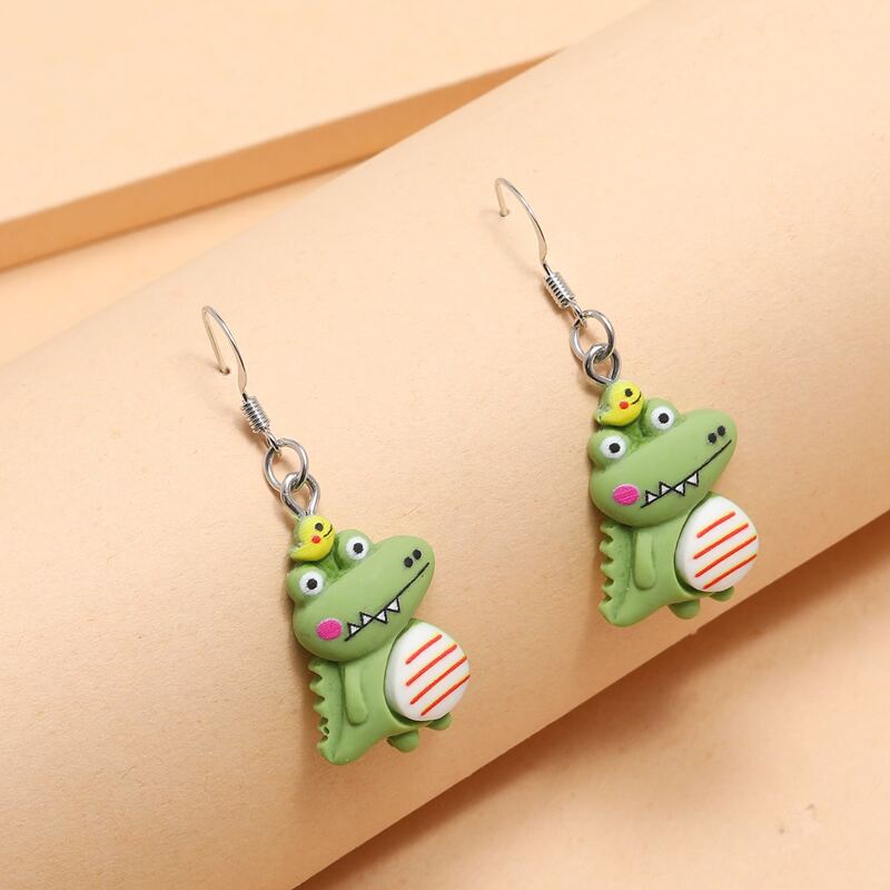 

Cartoon Dinosaur Drop Earrings, Multicolor