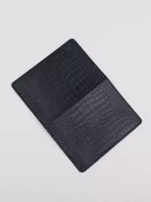 Crocodile Pattern Fashion Passport Holder Travel Ticket Storage Document Bag Boarding Pass Holder - Black - View 4