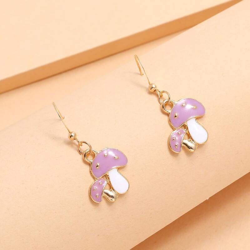 

Mushroom Drop Earrings, Mauve purple