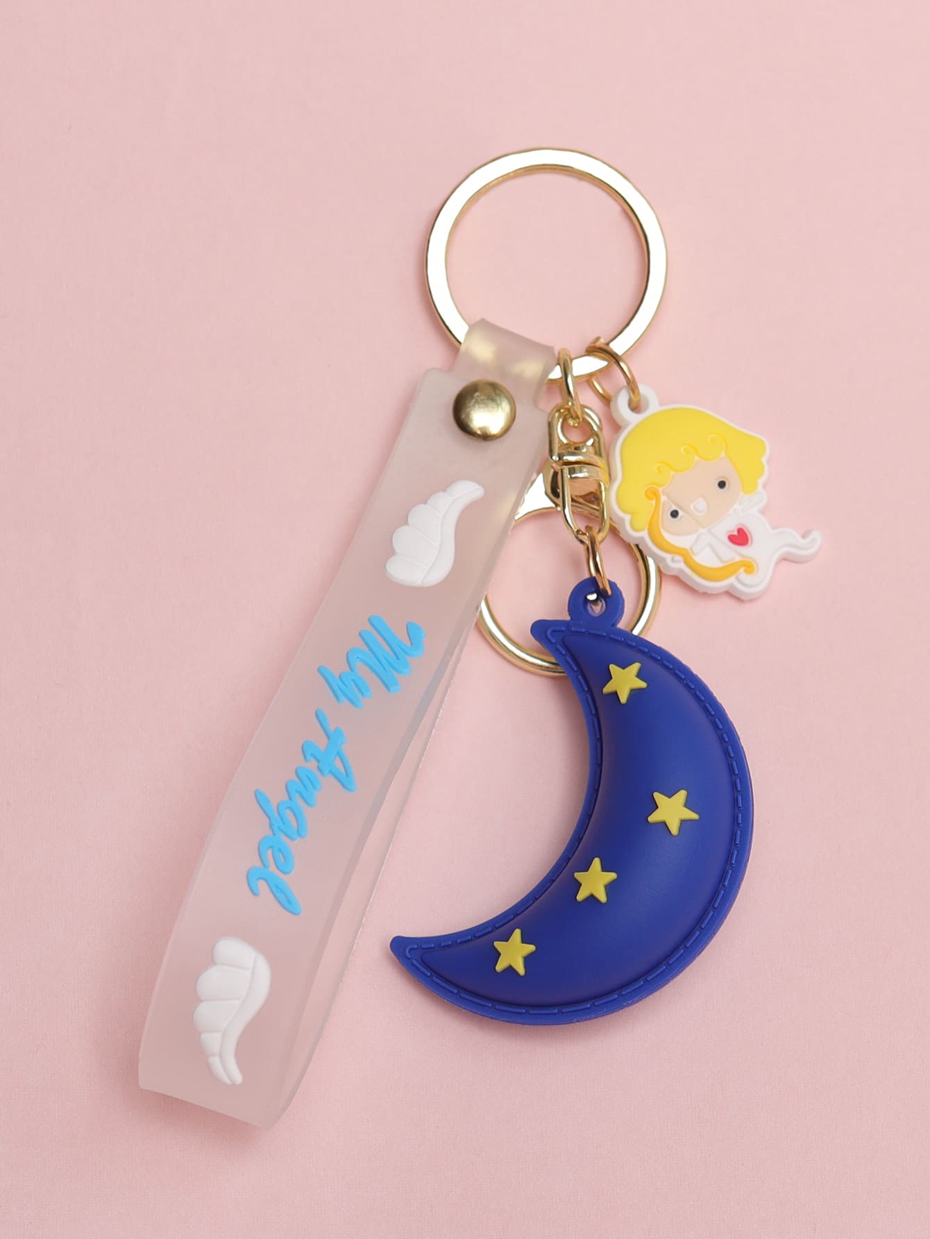 Moon Charm Keychain - Blue - View 1