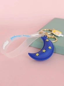 Moon Charm Keychain - Blue - View 2