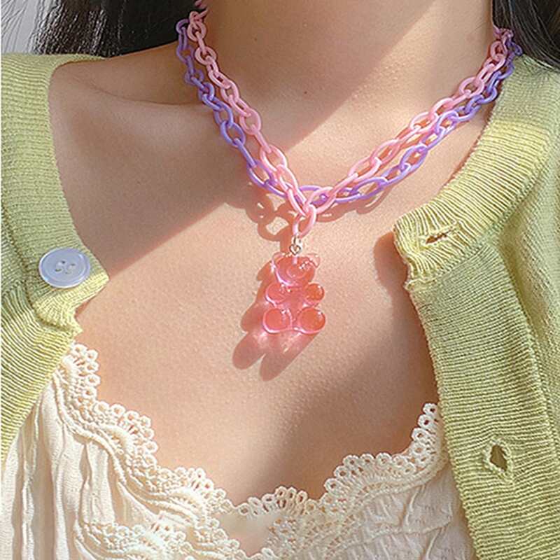 

Bear Double Layered Necklace, Multicolor
