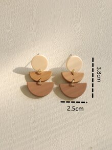 Geometric Drop Earrings - Camel - View 3