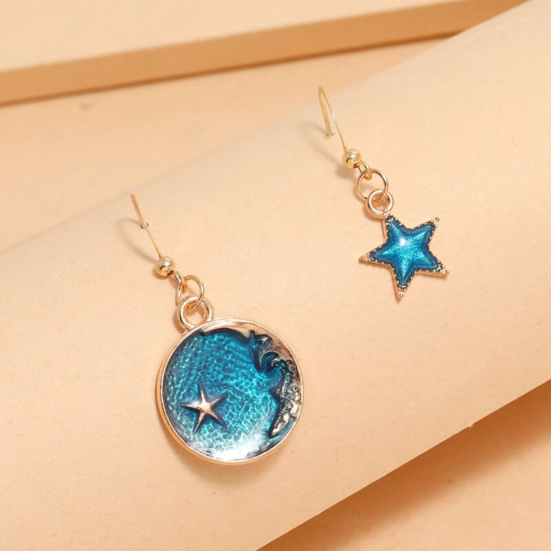 

Moon & Star Decor Earrings, Blue