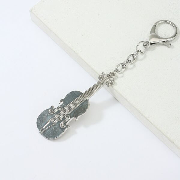 

Metal Violin Design Bag Charm, Silver