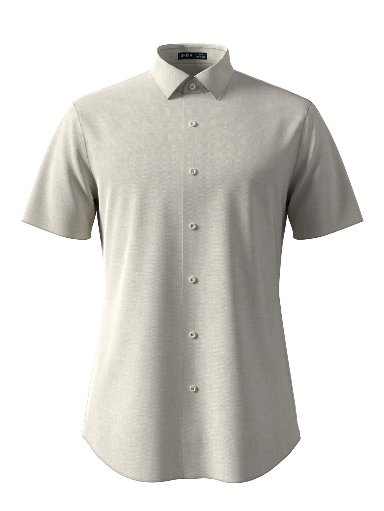 GENTILAND Hombres Camisa unicolor con botón delantero - Gris Claro - Ver 1