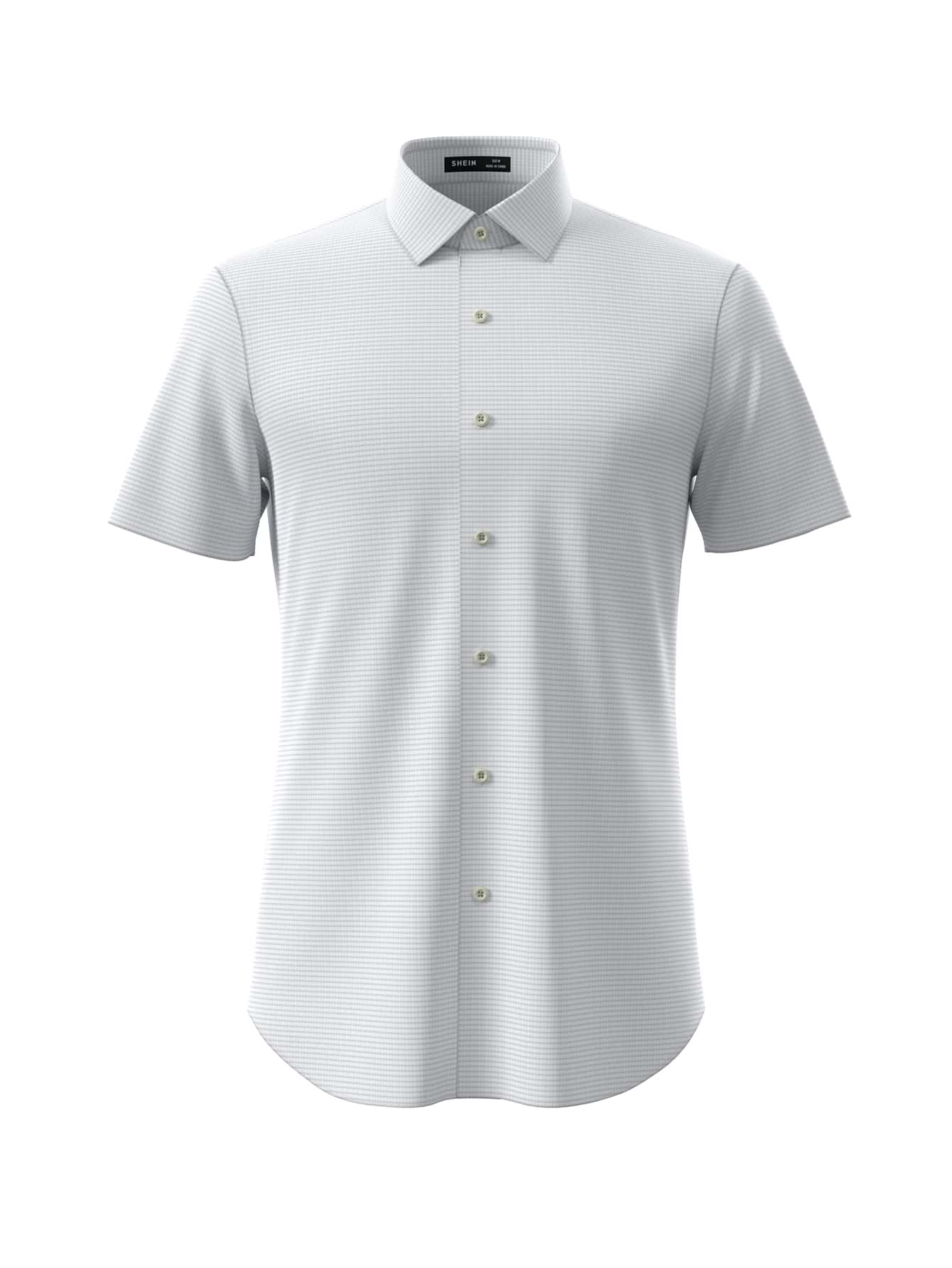 Manfinity Hombres Camisa de rayas con botón - Blanco - Ver 1