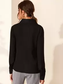 Mulvari Solid Hidden Button Placket Shirt - Black - View 2