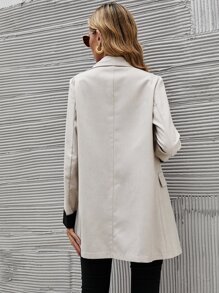 SHEIN LUNE Áo vest Nút phía trước màu trơn Thanh lịch - Màu be - Xem 2