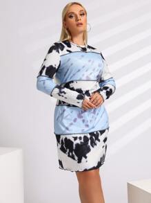 Bộ thời trang Plus Size Khối Màu Cà vạt nhuộm Giải trí - Nhiều màu - Xem 1