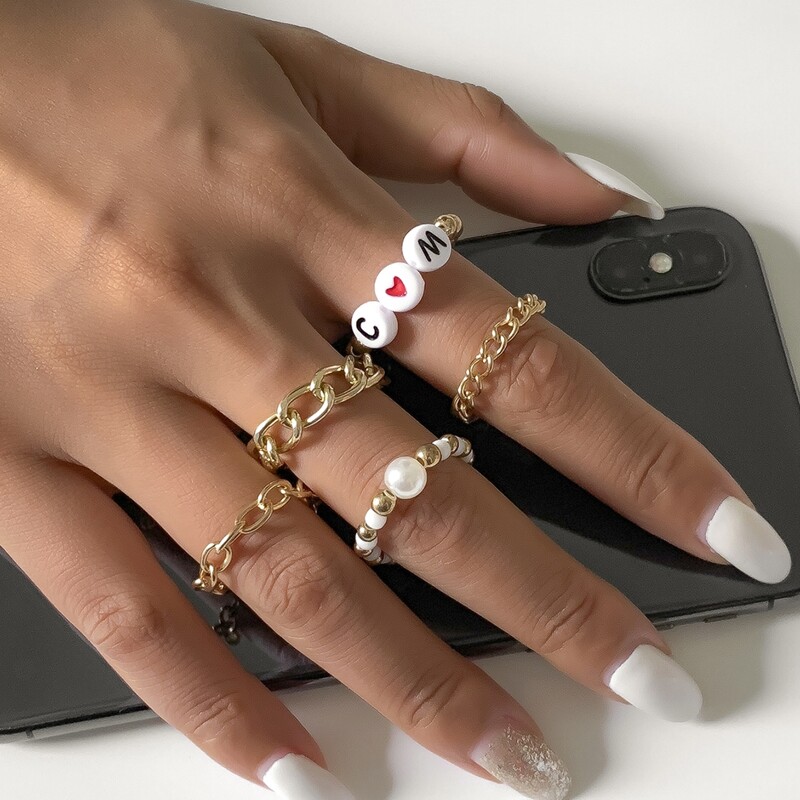 

5pcs Chain Ring, Gold