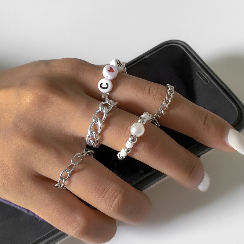 

5pcs Chain Ring, Silver