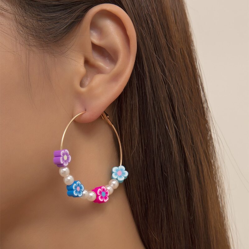 

Floral Decor Hoop Earrings, Multicolor