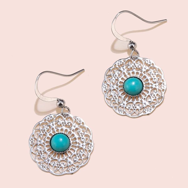 

Stone Decor Drop Earrings, Blue