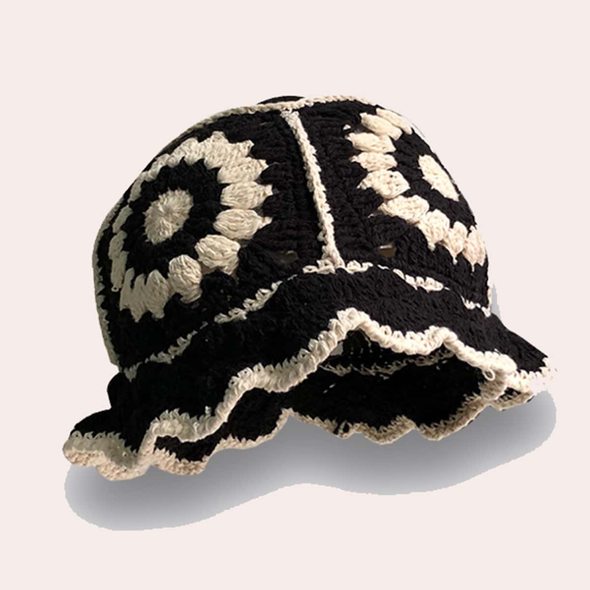 

1pc Knit Hat, Black and white