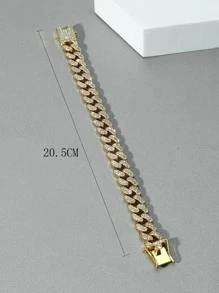 时尚流行男士朋克扣链水晶手链，合金手链，可作为珠宝礼品和字母组合 - 金黃色 - 查看 4