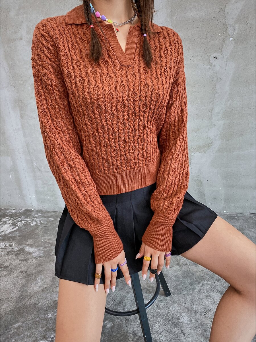 SHEIN Unity Cable Knit Drop Shoulder Sweater