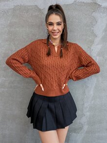 SHEIN Unity Cable Knit Drop Shoulder Sweater