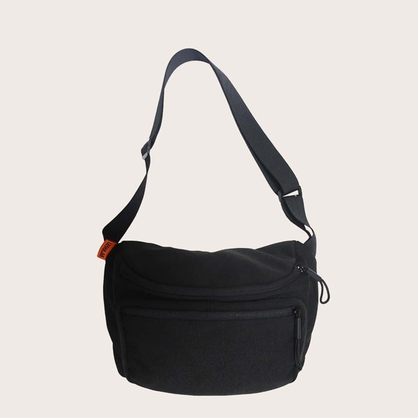 

Minimalist Double Pocket Crossbody Bag, Black