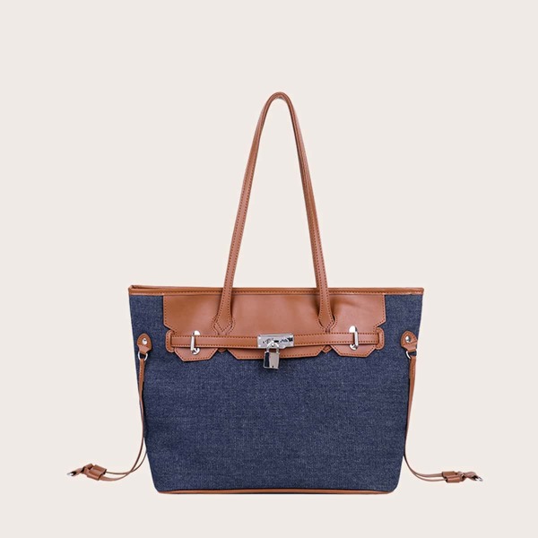 

Denim Shoulder Tote Bag, Blue