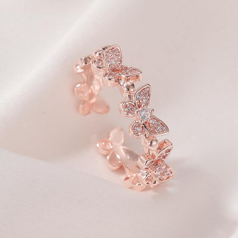 

Butterfly Decor Cuff Ring, Rose gold