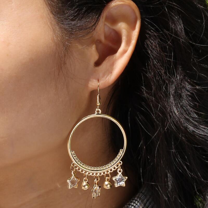 Star Charm Earrings, Gold