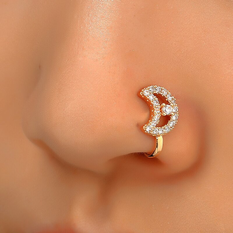 

Rhinestone Decor Nose Ring, Gold
