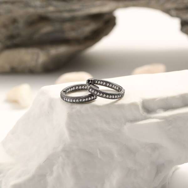

18K Gold Plated Zircon Earrings, Gun black