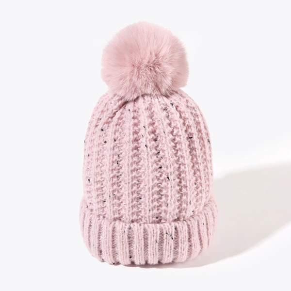 

Pom Pom Decor Knitted Hat, Pink