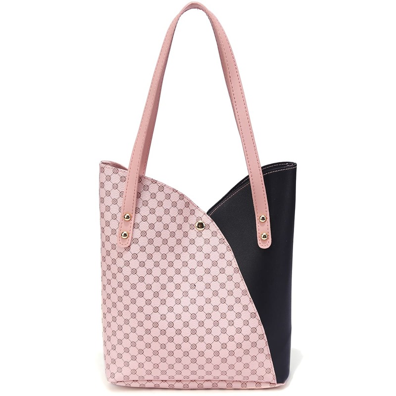 

Two Tone Geometric Pattern Shoulder Tote Bag, Multicolor