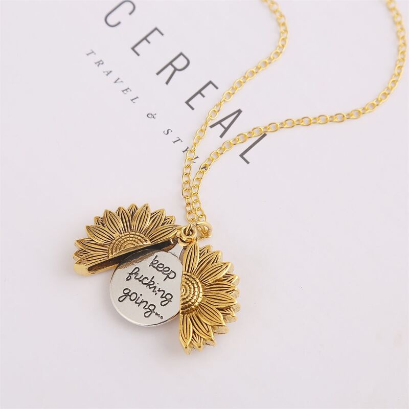 

Flower Pendant Necklace, Gold