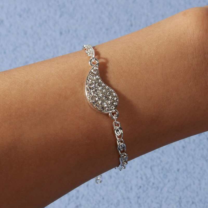 

Rhinestone Decor Chain Bracelet, Silver