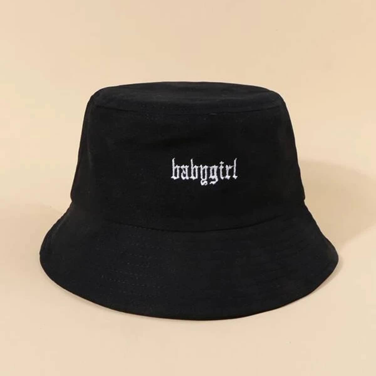 

Letter Graphic Embroidery Bucket Hat, Black