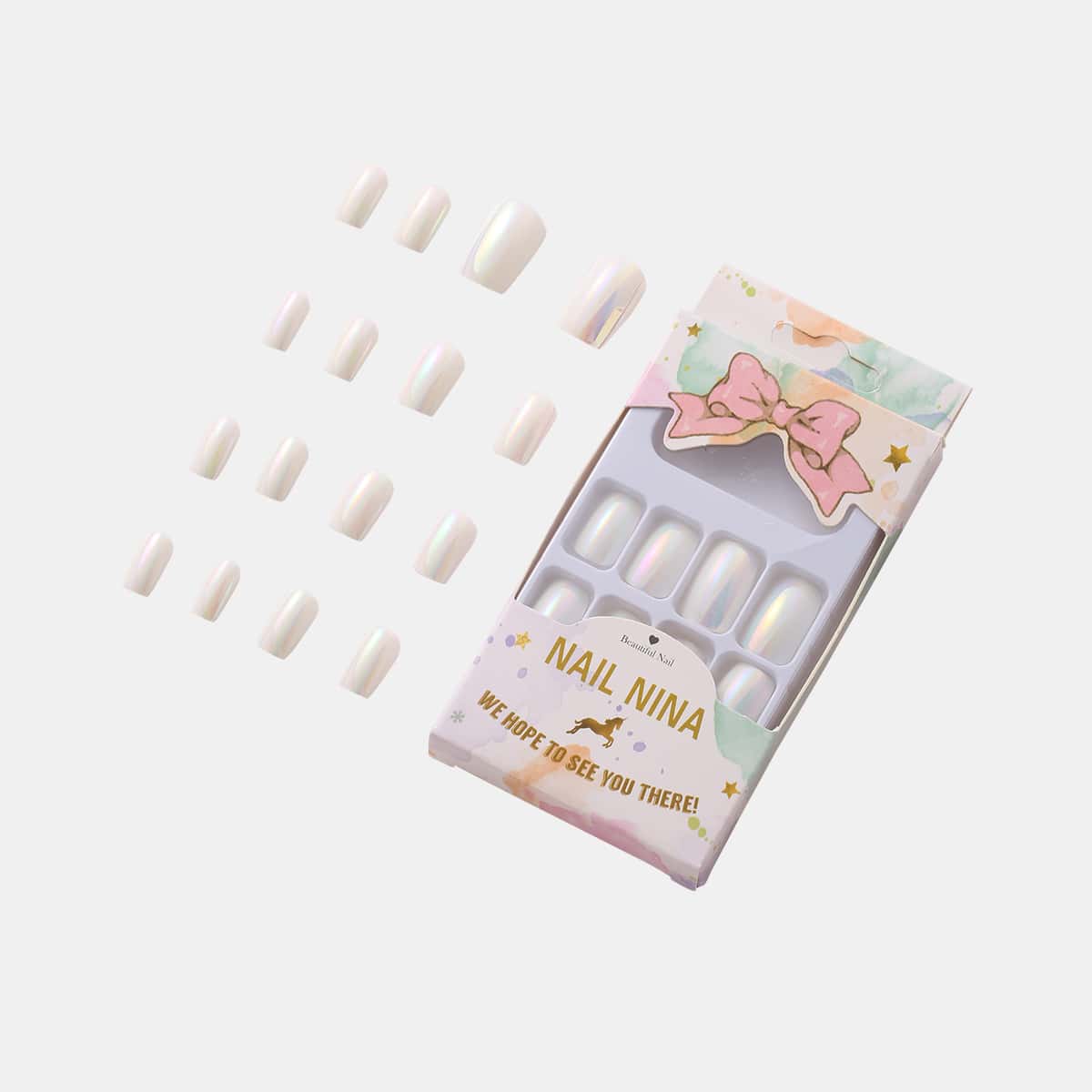 

24pcs Laser Fake Nail, Silver