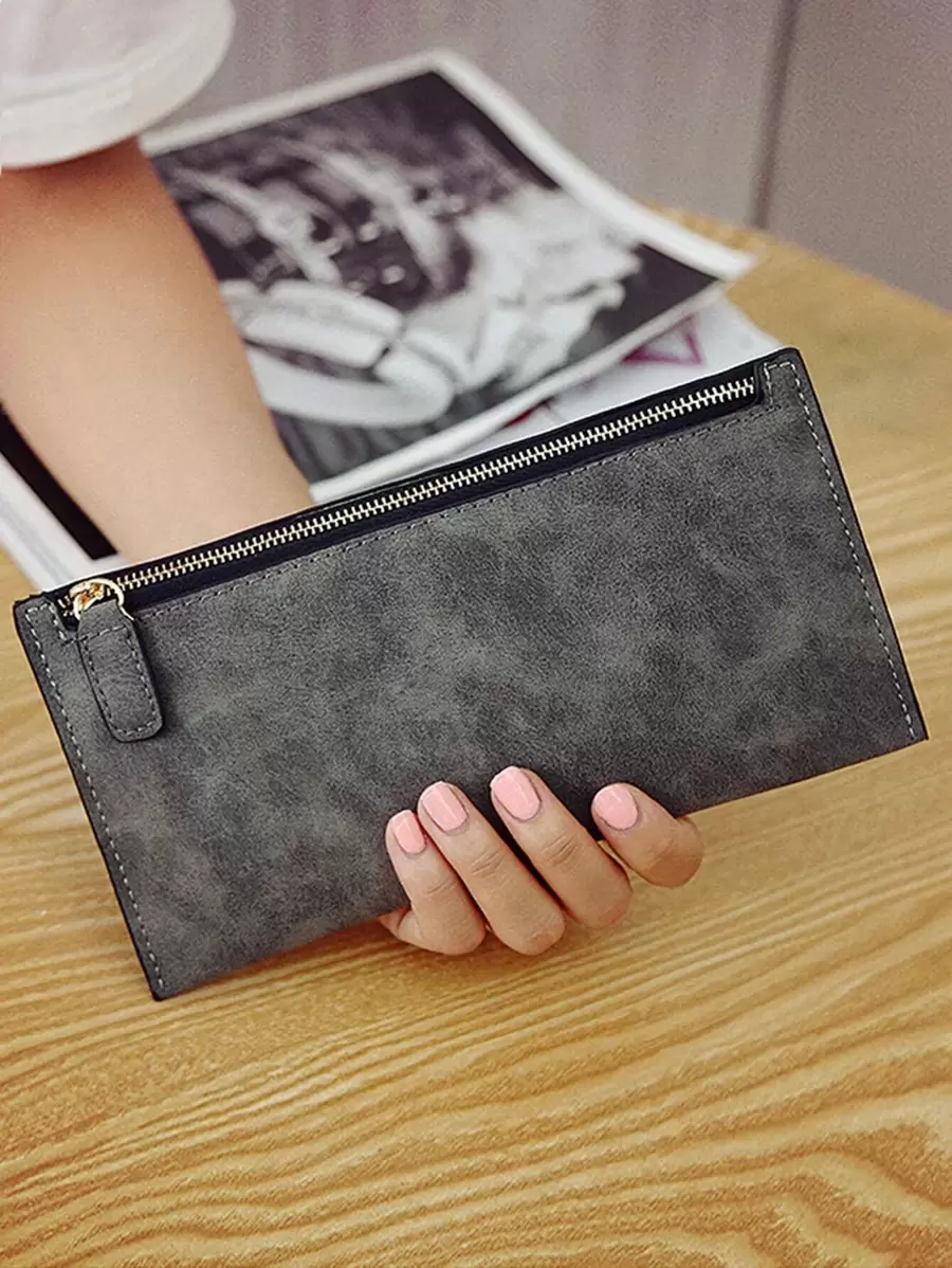 Minimalist Long Purse - Grey - View 1