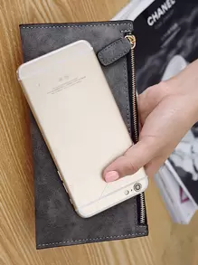 Minimalist Long Purse - Grey - View 4