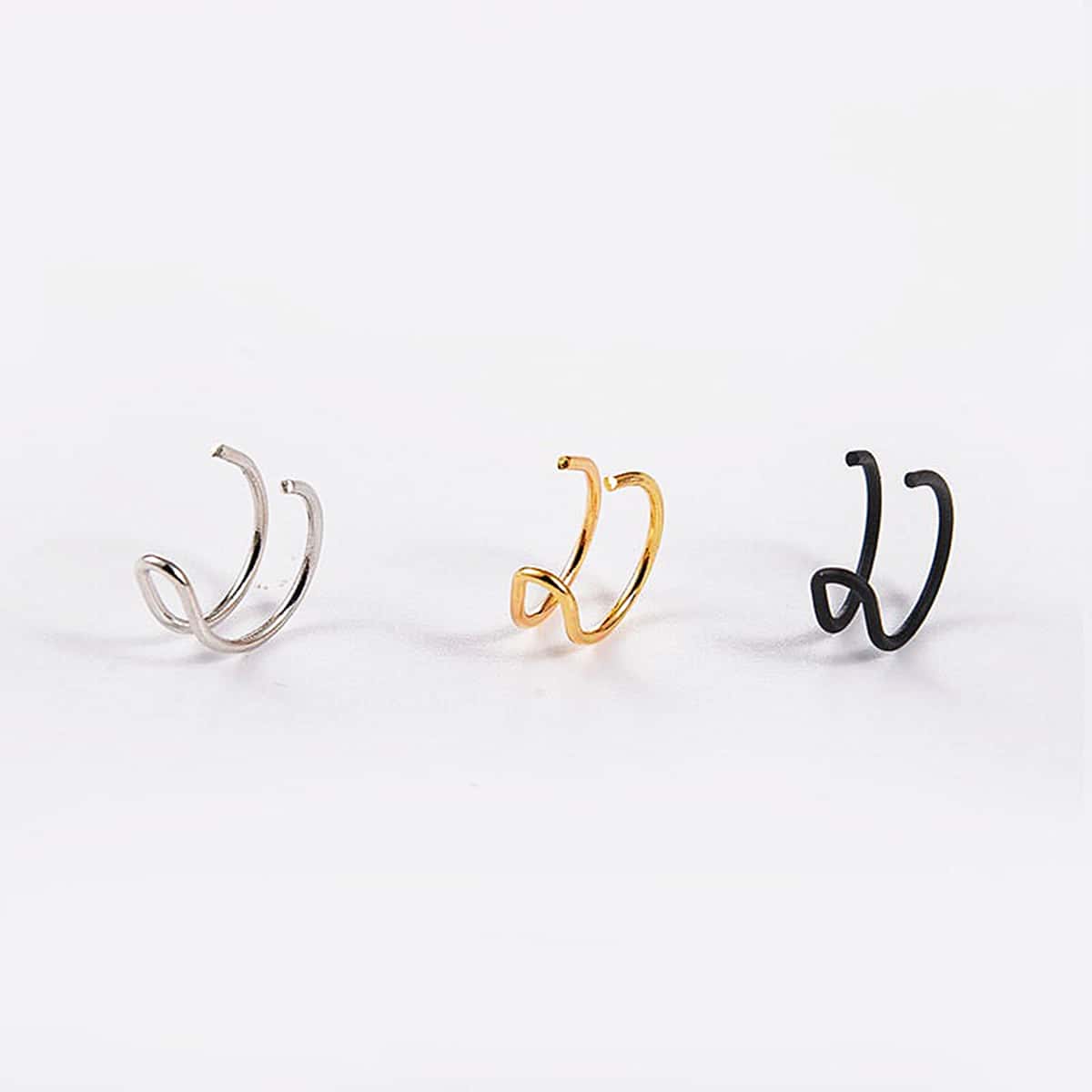

3pcs Minimalist Ear Cuff, Multicolor