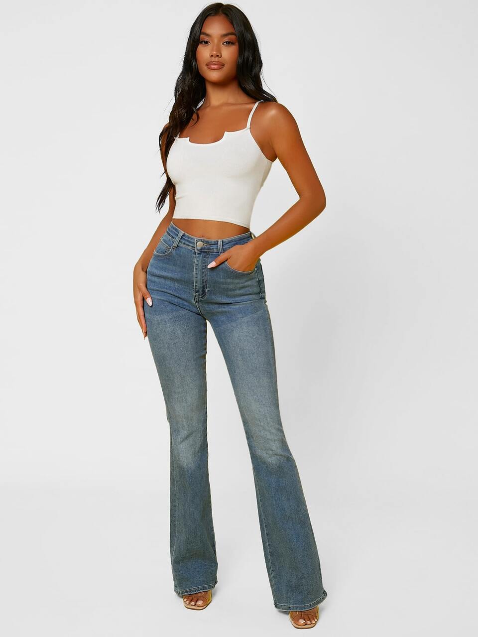 Solid Crop Cami Knit Top